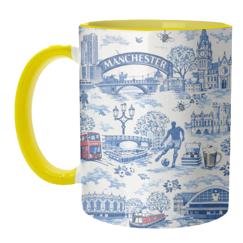 Manchester Blue Toile - unique mug by Ms Doodle