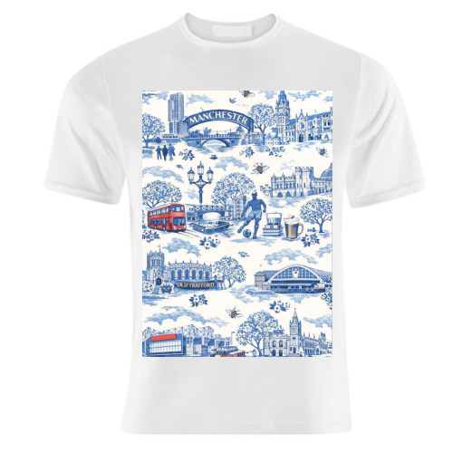 Manchester Blue Toile - unique t shirt by Ms Doodle