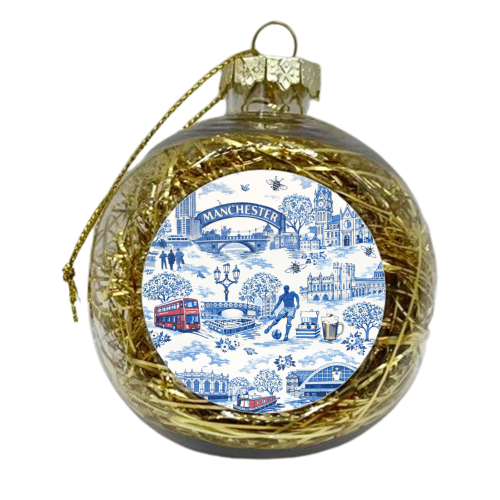 Manchester Blue Toile - xmas bauble by Ms Doodle