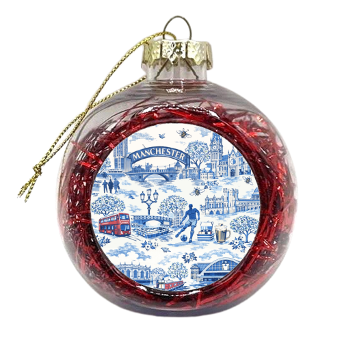 Manchester Blue Toile - xmas bauble by Ms Doodle
