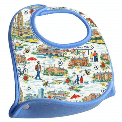 Manchester Colourful Ditsy - feeding bib by Ms Doodle