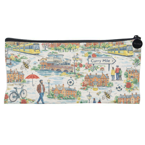 Manchester Colourful Ditsy - flat pencil case by Ms Doodle
