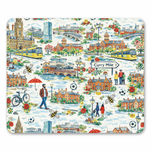 Manchester Colourful Ditsy - mouse mat by Ms Doodle