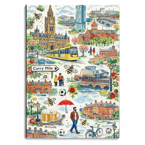 Manchester Colourful Ditsy - personalised A4, A5, A6 notebook by Ms Doodle