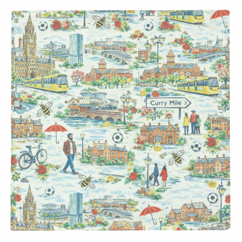 Manchester Colourful Ditsy - personalised beer coaster by Ms Doodle