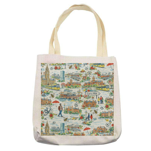 Manchester Colourful Ditsy - printed canvas tote bag by Ms Doodle