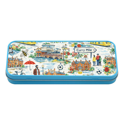 Manchester Colourful Ditsy - tin pencil case by Ms Doodle