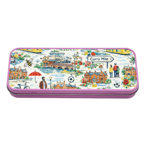 Manchester Colourful Ditsy - tin pencil case by Ms Doodle