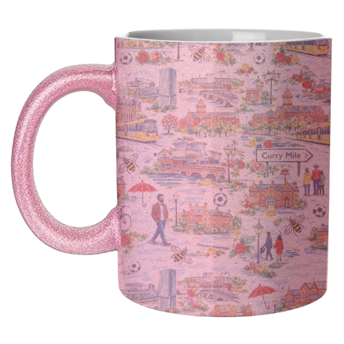 Manchester Colourful Ditsy - unique mug by Ms Doodle