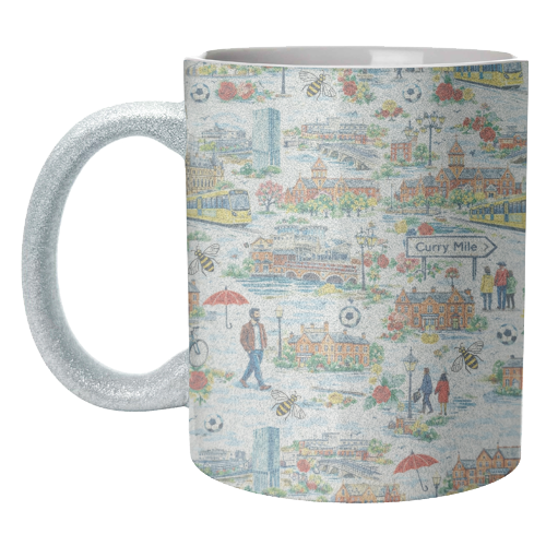 Manchester Colourful Ditsy - unique mug by Ms Doodle