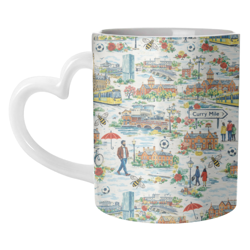 Manchester Colourful Ditsy - unique mug by Ms Doodle