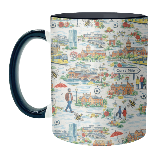 Manchester Colourful Ditsy - unique mug by Ms Doodle