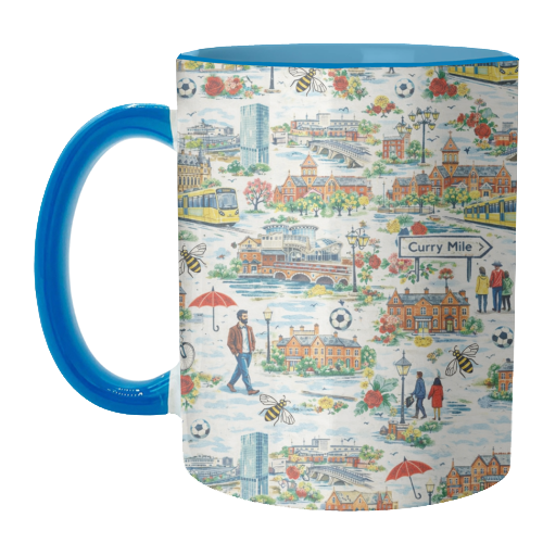 Manchester Colourful Ditsy - unique mug by Ms Doodle
