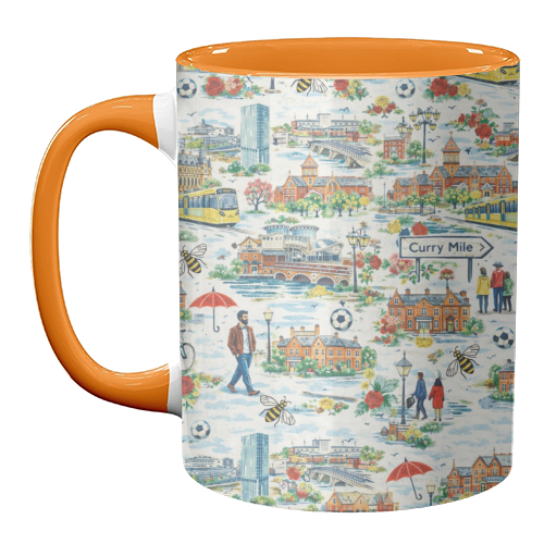 Manchester Colourful Ditsy - unique mug by Ms Doodle