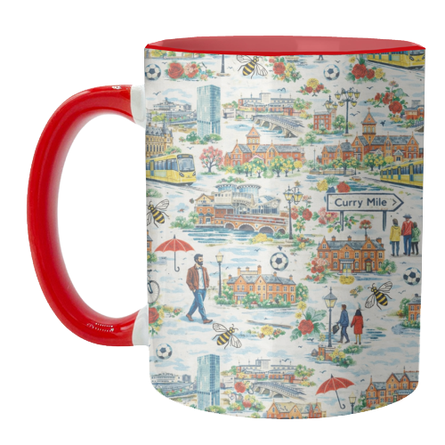 Manchester Colourful Ditsy - unique mug by Ms Doodle