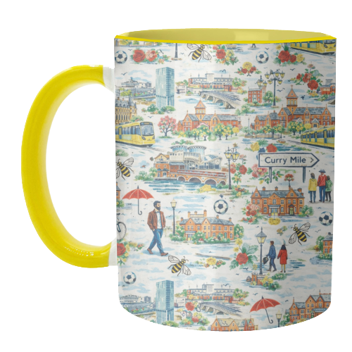 Manchester Colourful Ditsy - unique mug by Ms Doodle