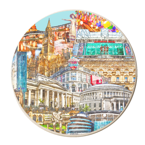 Manchester Mash Up - personalised beer coaster by AP