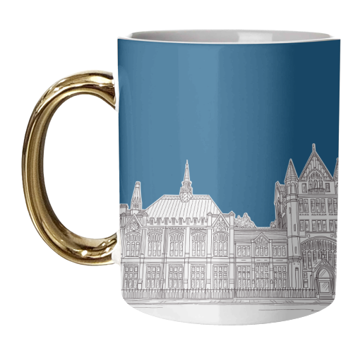 Manchester Museum Drawing (Dark Blue Background) - unique mug by Adam Regester