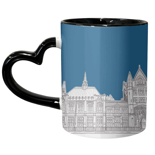 Manchester Museum Drawing (Dark Blue Background) - unique mug by Adam Regester