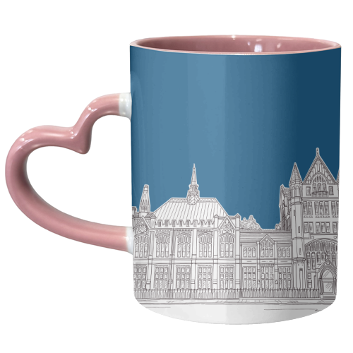 Manchester Museum Drawing (Dark Blue Background) - unique mug by Adam Regester