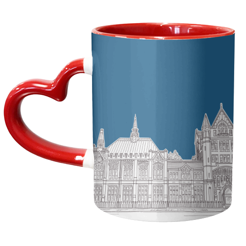 Manchester Museum Drawing (Dark Blue Background) - unique mug by Adam Regester
