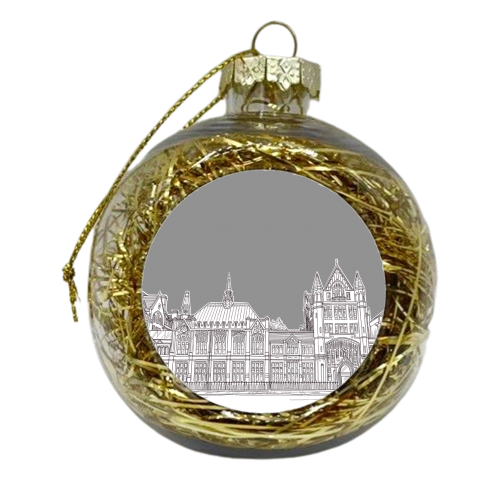 Manchester Museum Drawing With Grey Background - xmas bauble by Adam Regester