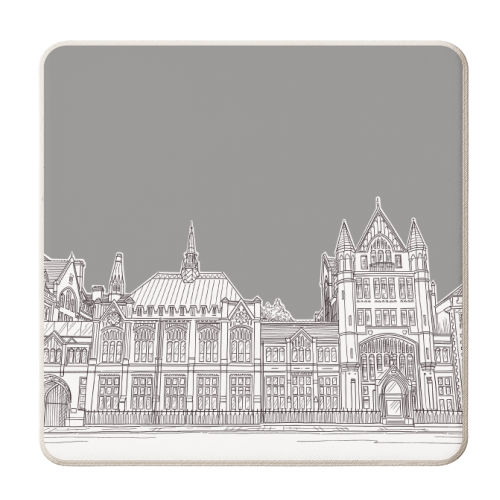 Manchester Museum Drawing With Grey Background - personalised beer coaster by Adam Regester