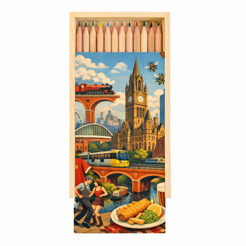 Manchester Poster - Coloured Pencils with Box by AP