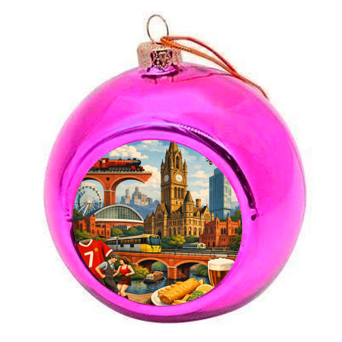 Manchester Poster - colourful christmas bauble by AP
