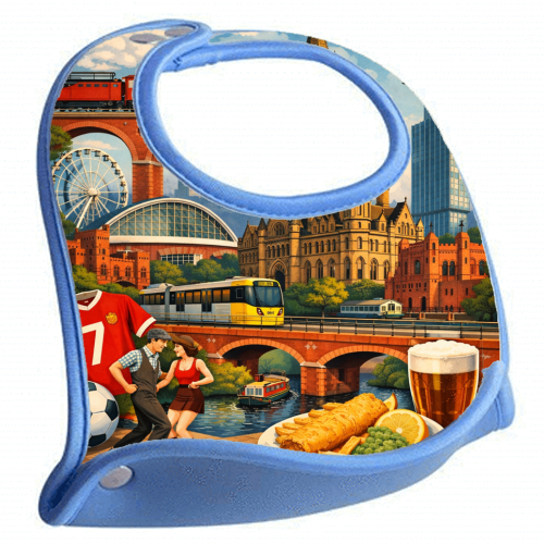 Manchester Poster - feeding bib by AP