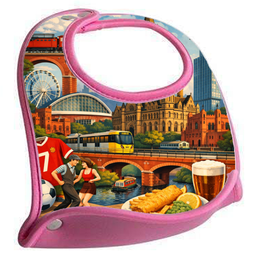 Manchester Poster - feeding bib by AP