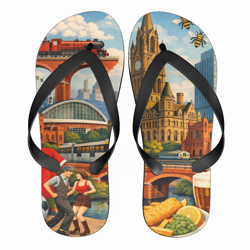 Manchester Poster - funny flip flops by AP