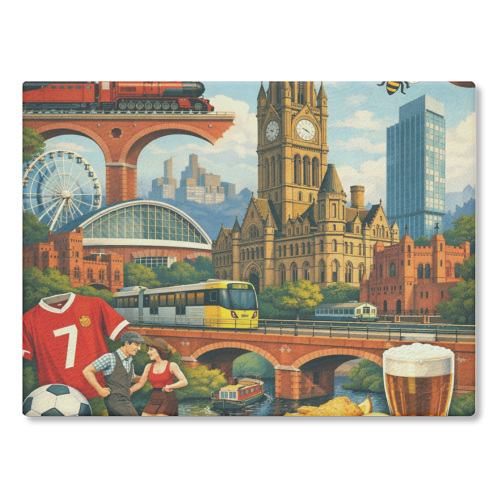 Manchester Poster - glass chopping board by AP