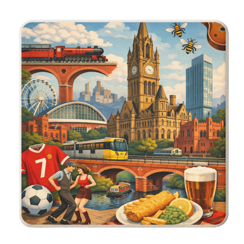 Manchester Poster - personalised beer coaster by AP