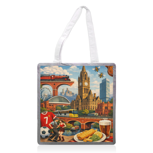 Manchester Poster - printed canvas tote bag by AP