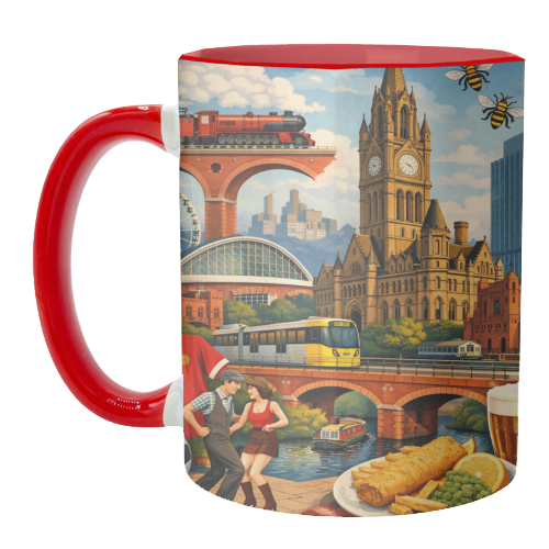 Manchester Poster - unique mug by AP