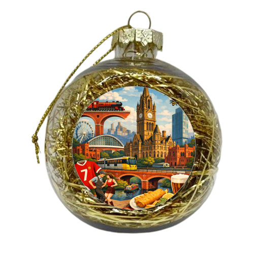 Manchester Poster - xmas bauble by AP
