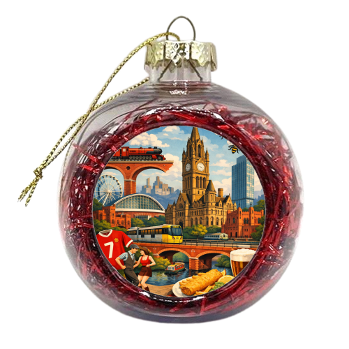 Manchester Poster - xmas bauble by AP