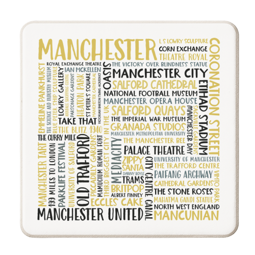 Manchester Square Design - personalised beer coaster by All About Words Designs