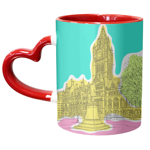 Manchester Town Hall Drawing In Bright Colours - unique mug by Adam Regester