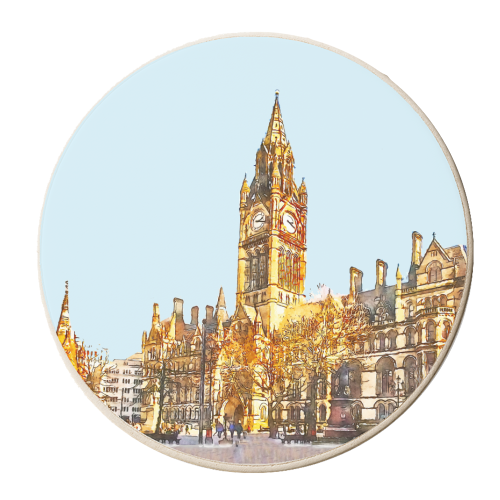 Manchester Town Hall - personalised beer coaster by AP