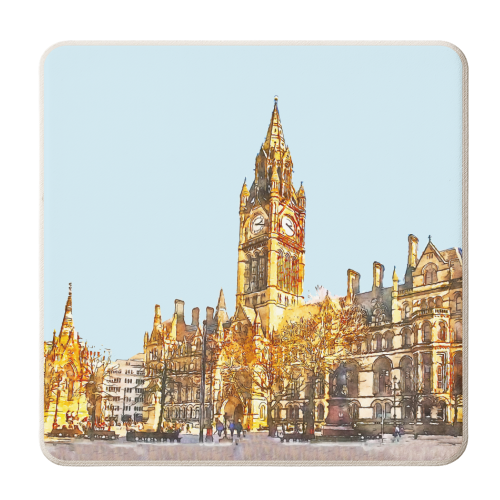 Manchester Town Hall - personalised beer coaster by AP