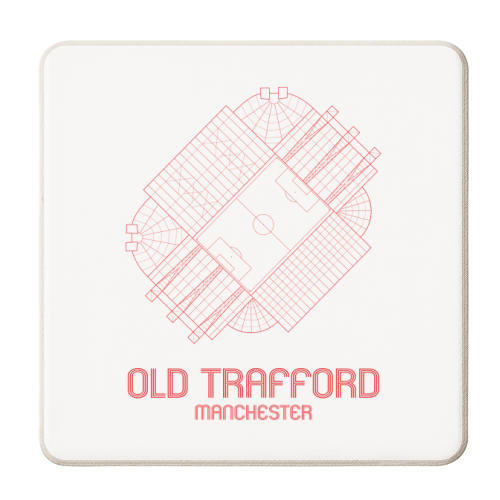 Manchester United Football Stadium - Old Trafford Contemporary Artwork - personalised beer coaster by Liz Musson