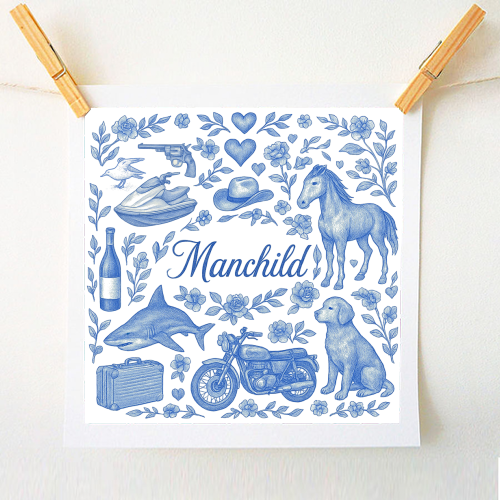 Manchild Blue - A1 - A4 art print by Lilly Rose