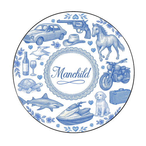 Manchild Blue - Circle Sticker by Lilly Rose