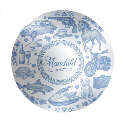 Manchild Blue - Circle Sticker by Lilly Rose