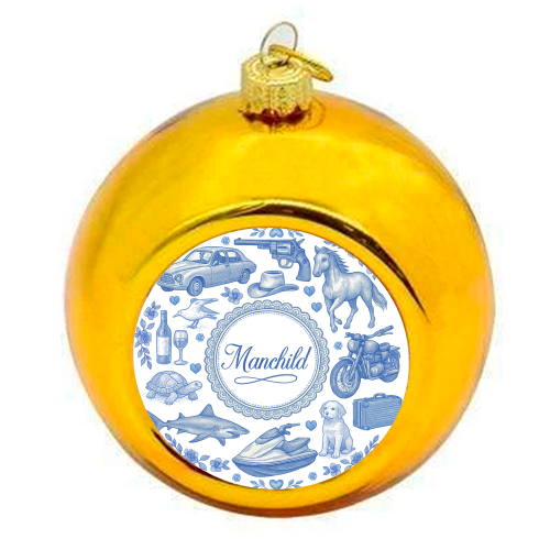 Manchild Blue - colourful christmas bauble by Lilly Rose