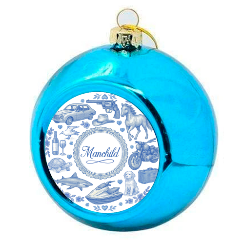 Manchild Blue - colourful christmas bauble by Lilly Rose