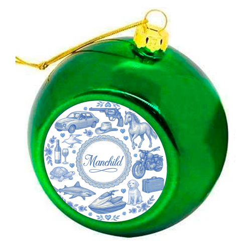 Manchild Blue - colourful christmas bauble by Lilly Rose