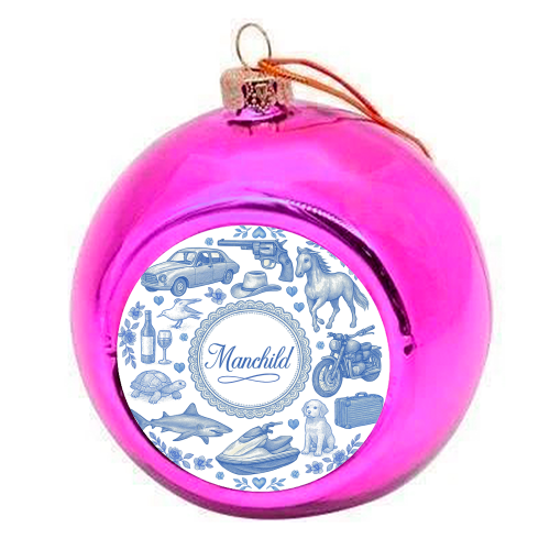 Manchild Blue - colourful christmas bauble by Lilly Rose